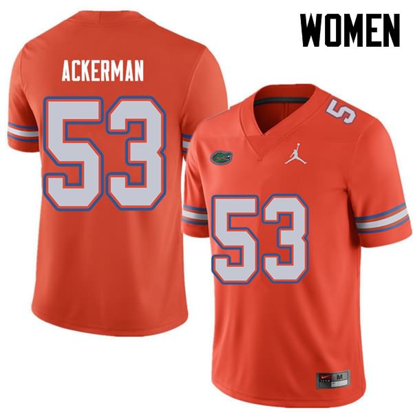 NCAA Florida Gators Brendan Ackerman Women's #53 Jordan Brand Orange Stitched Authentic College Football Jersey WFM4064IJ